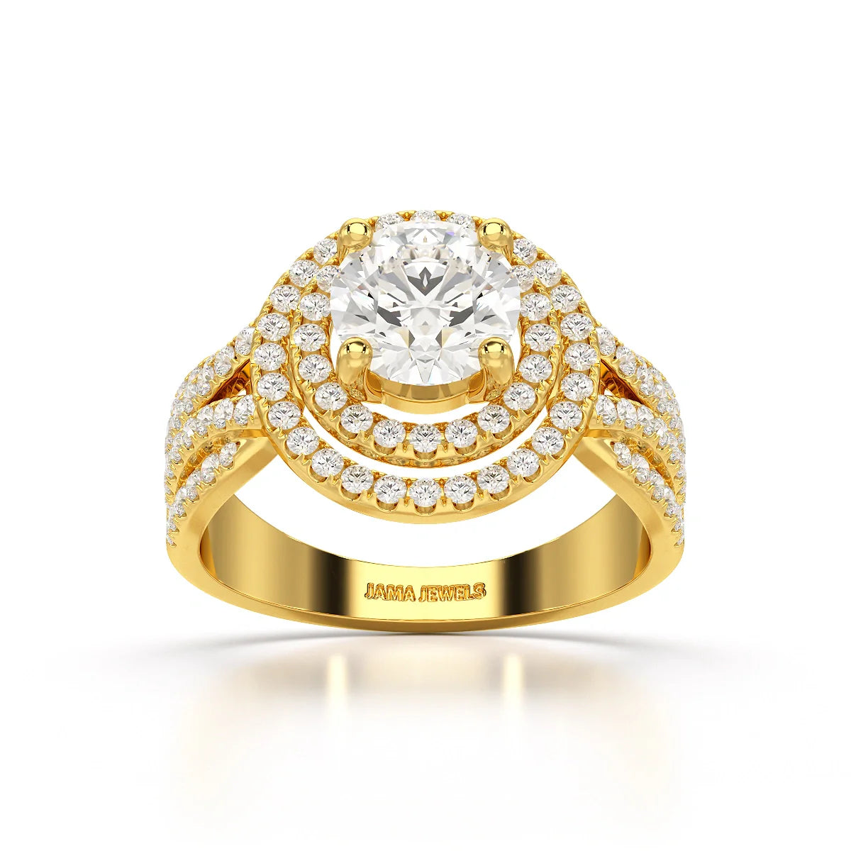 2.15 CT Round Cut Layered Halo Lab Diamond Ring