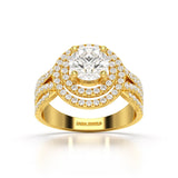 2.15 CT Round Cut Layered Halo Lab Diamond Ring