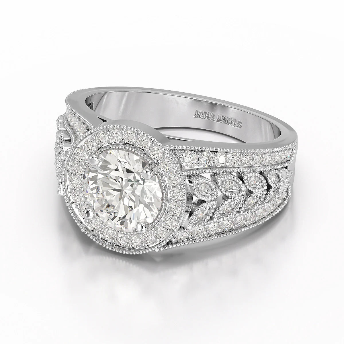 2.03 CT Round Cut Halo Lab Diamond Ring