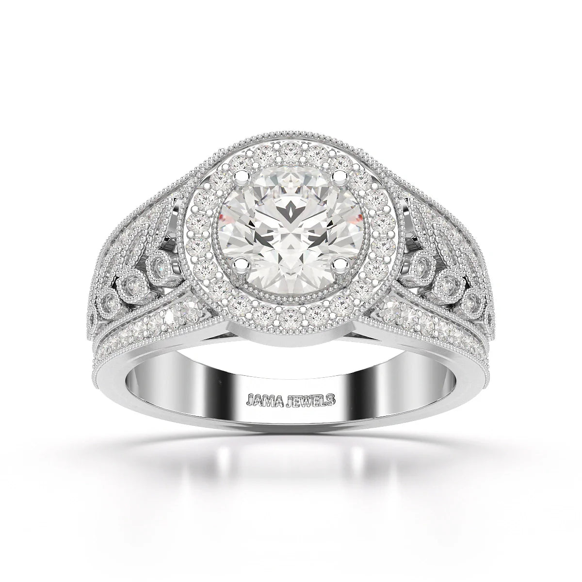 2.03 CT Round Cut Halo Lab Diamond Ring