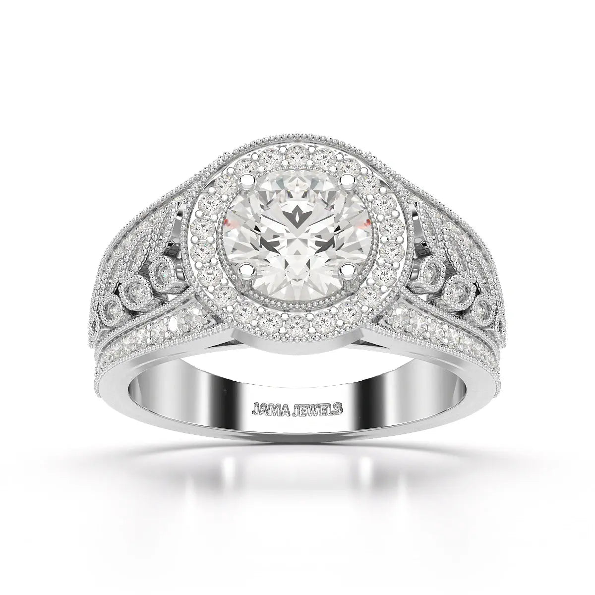 2.03 CT Round Cut Halo Lab Diamond Ring