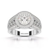 2.03 CT Round Cut Halo Lab Diamond Ring