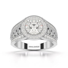 2.03 CT Round Cut Halo Lab Diamond Ring