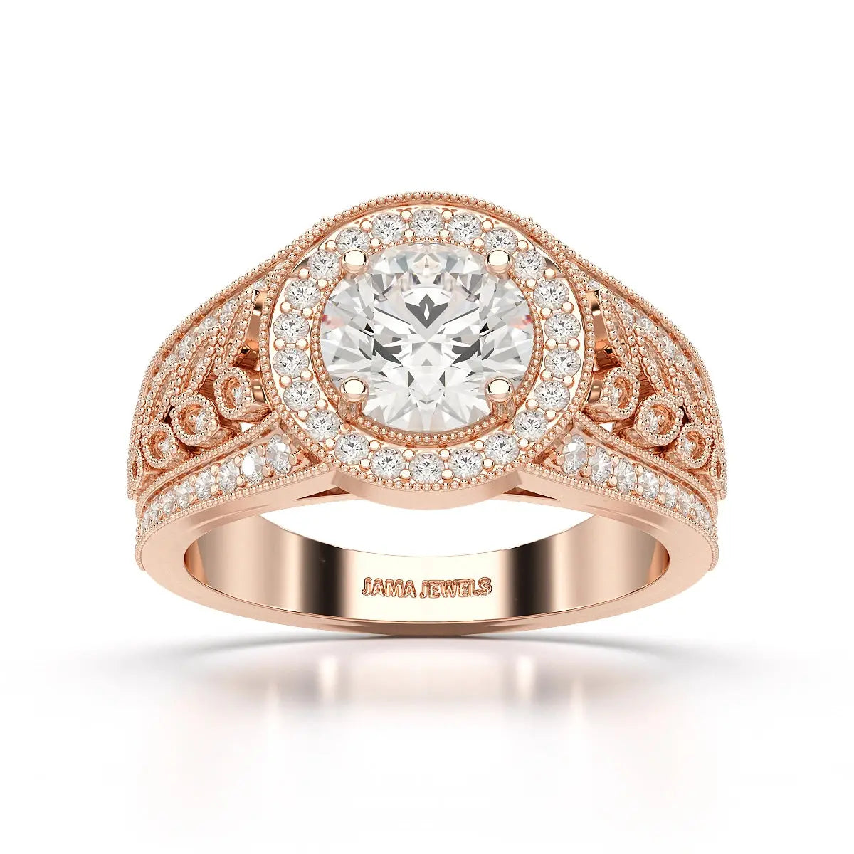 2.03 CT Round Cut Halo Lab Diamond Ring