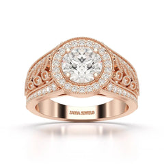 2.03 CT Round Cut Halo Lab Diamond Ring