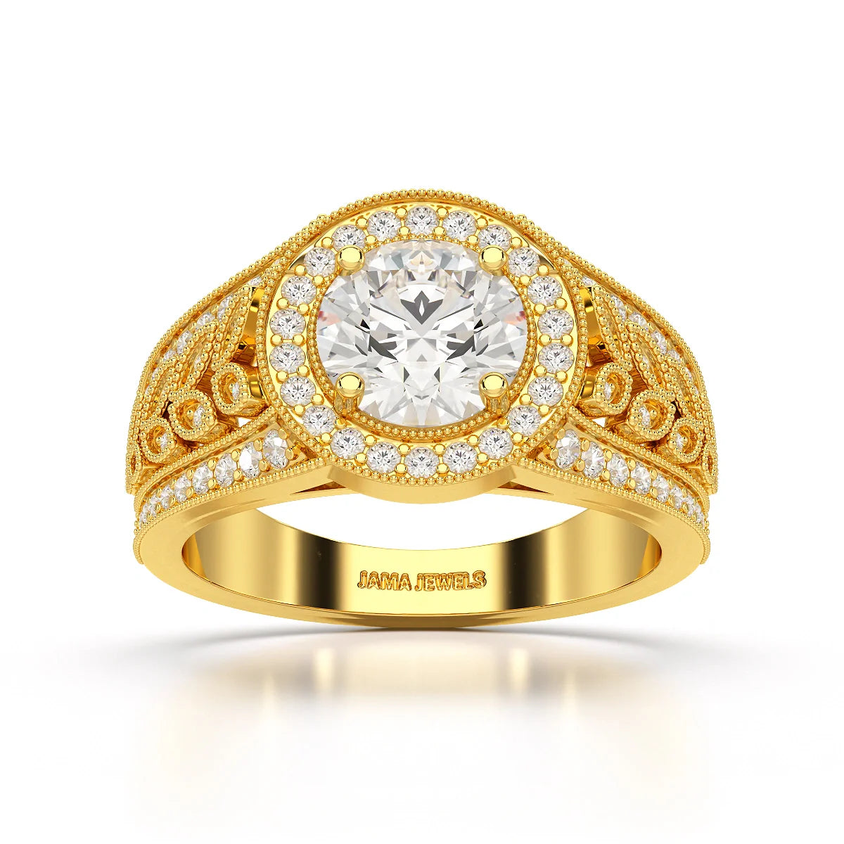 2.03 CT Round Cut Halo Lab Diamond Ring