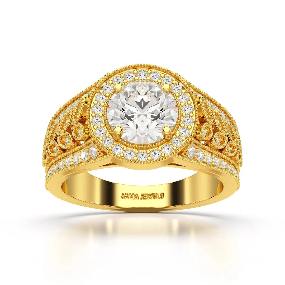 2.03 CT Round Cut Halo Lab Diamond Ring