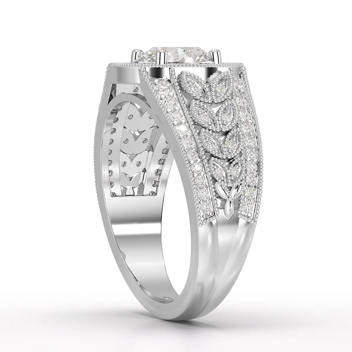 2.03 CT Round Cut Halo Lab Diamond Ring