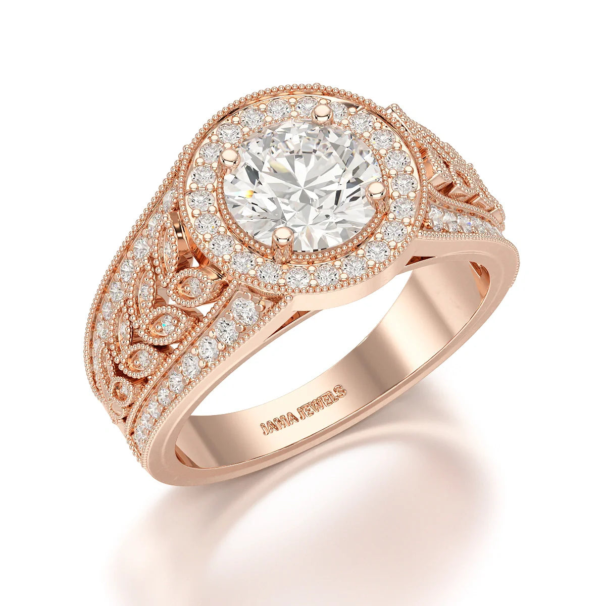 2.03 CT Round Cut Halo Lab Diamond Ring