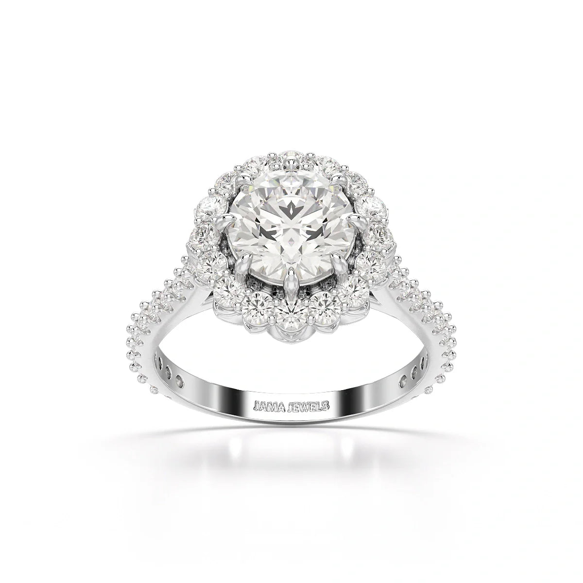 2.42 CT Round Cut Halo Lab Diamond Ring