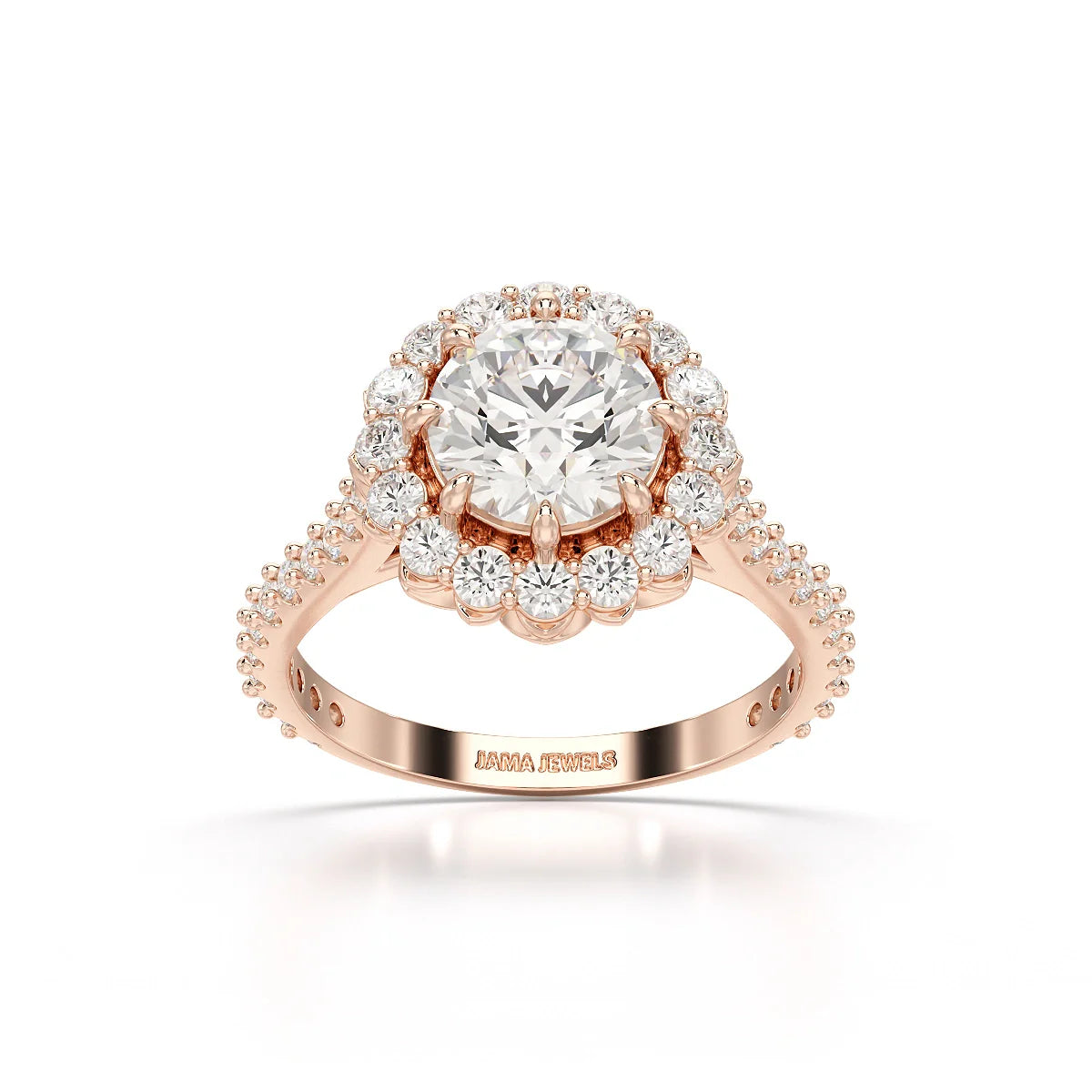2.42 CT Round Cut Halo Lab Diamond Ring