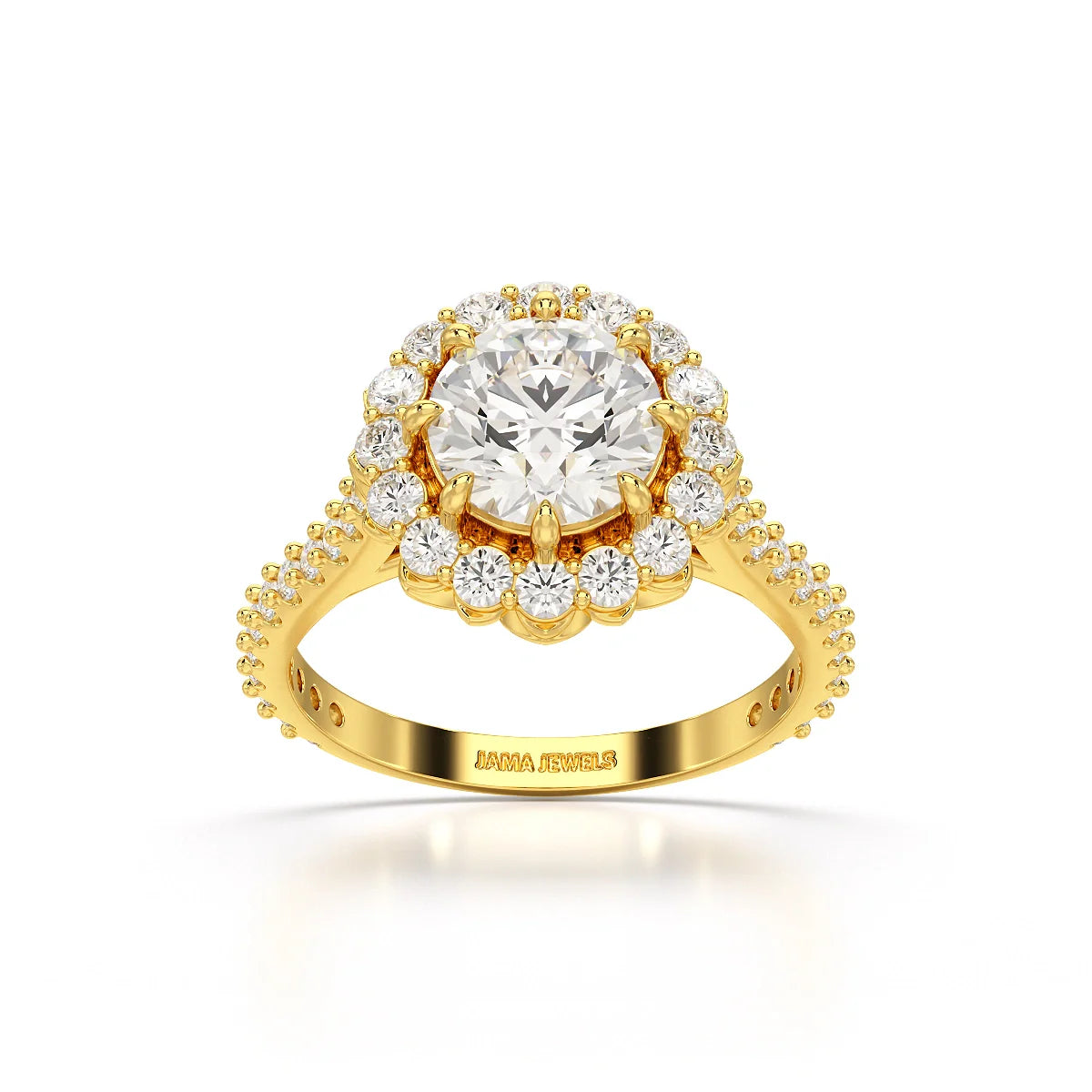 2.42 CT Round Cut Halo Lab Diamond Ring