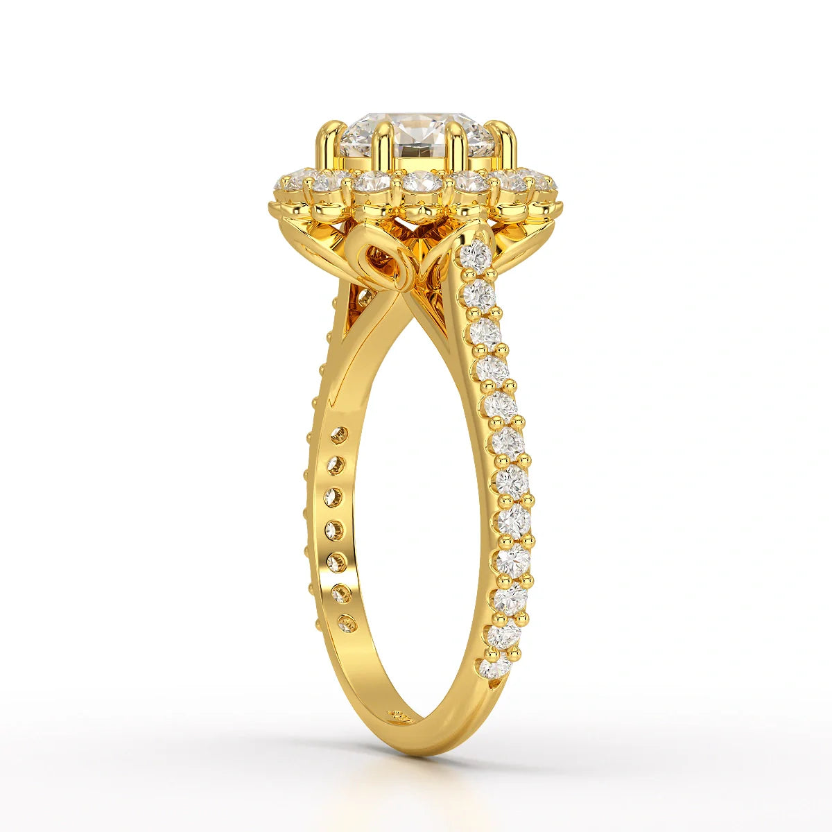 2.42 CT Round Cut Halo Lab Diamond Ring