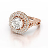 3.12 CT Round Cut Layered Halo Lab Diamond Ring