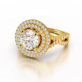 3.12 CT Round Cut Layered Halo Lab Diamond Ring