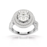 3.12 CT Round Cut Layered Halo Lab Diamond Ring