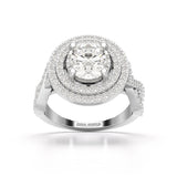 3.12 CT Round Cut Layered Halo Lab Diamond Ring