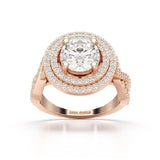 3.12 CT Round Cut Layered Halo Lab Diamond Ring