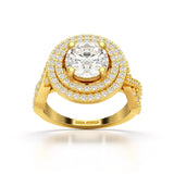 3.12 CT Round Cut Layered Halo Lab Diamond Ring