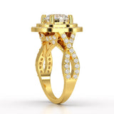 3.12 CT Round Cut Layered Halo Lab Diamond Ring