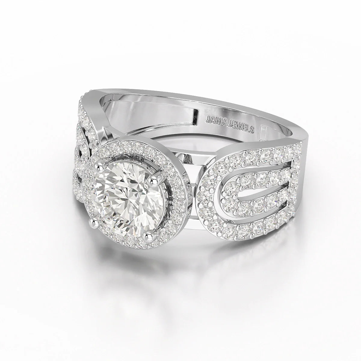 1.72 CT Halo Round Cut Lab Diamond Ring