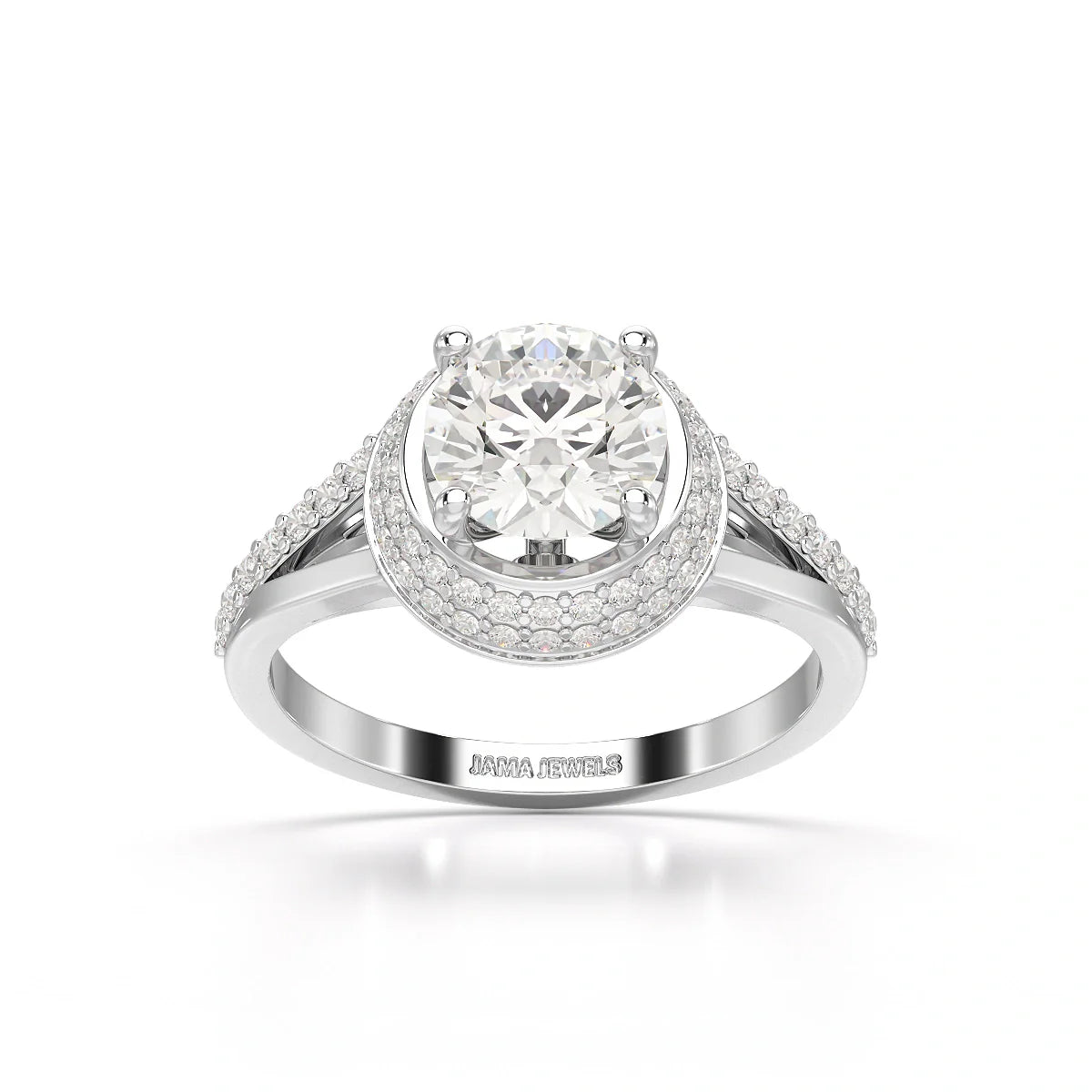 1.71 CT Round Cut Halo Lab Diamond Ring