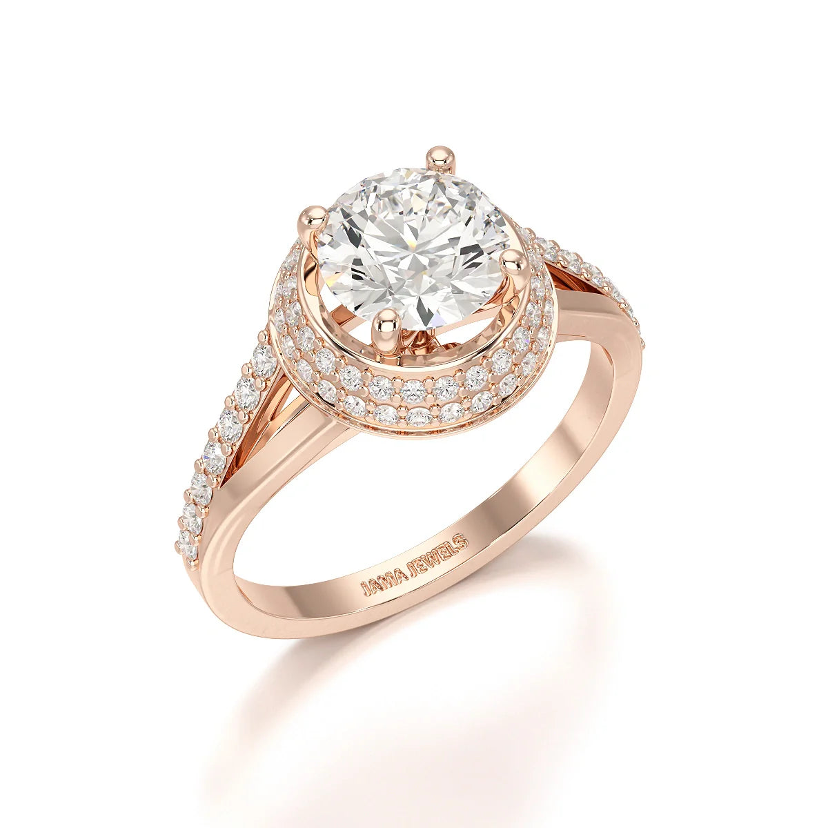 1.71 CT Round Cut Halo Lab Diamond Ring