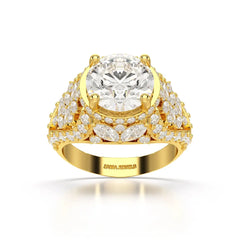 4.16 CT Round Cut Halo Engagement Lab Diamond Ring