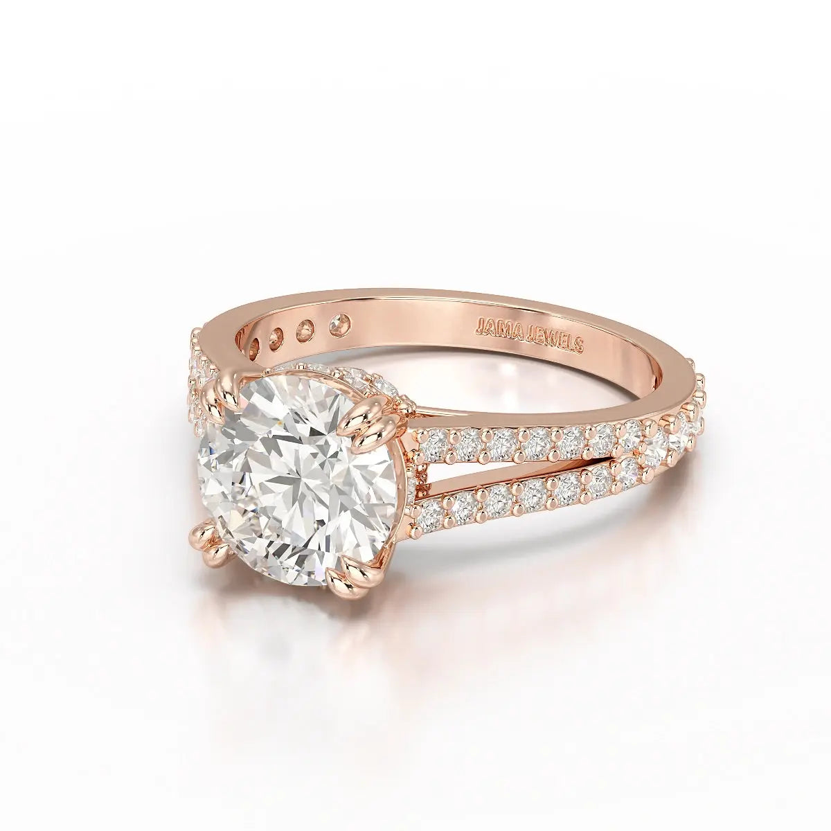 2.65 CT Round Cut Hidden Halo Lab Diamond Ring Jama Jewels