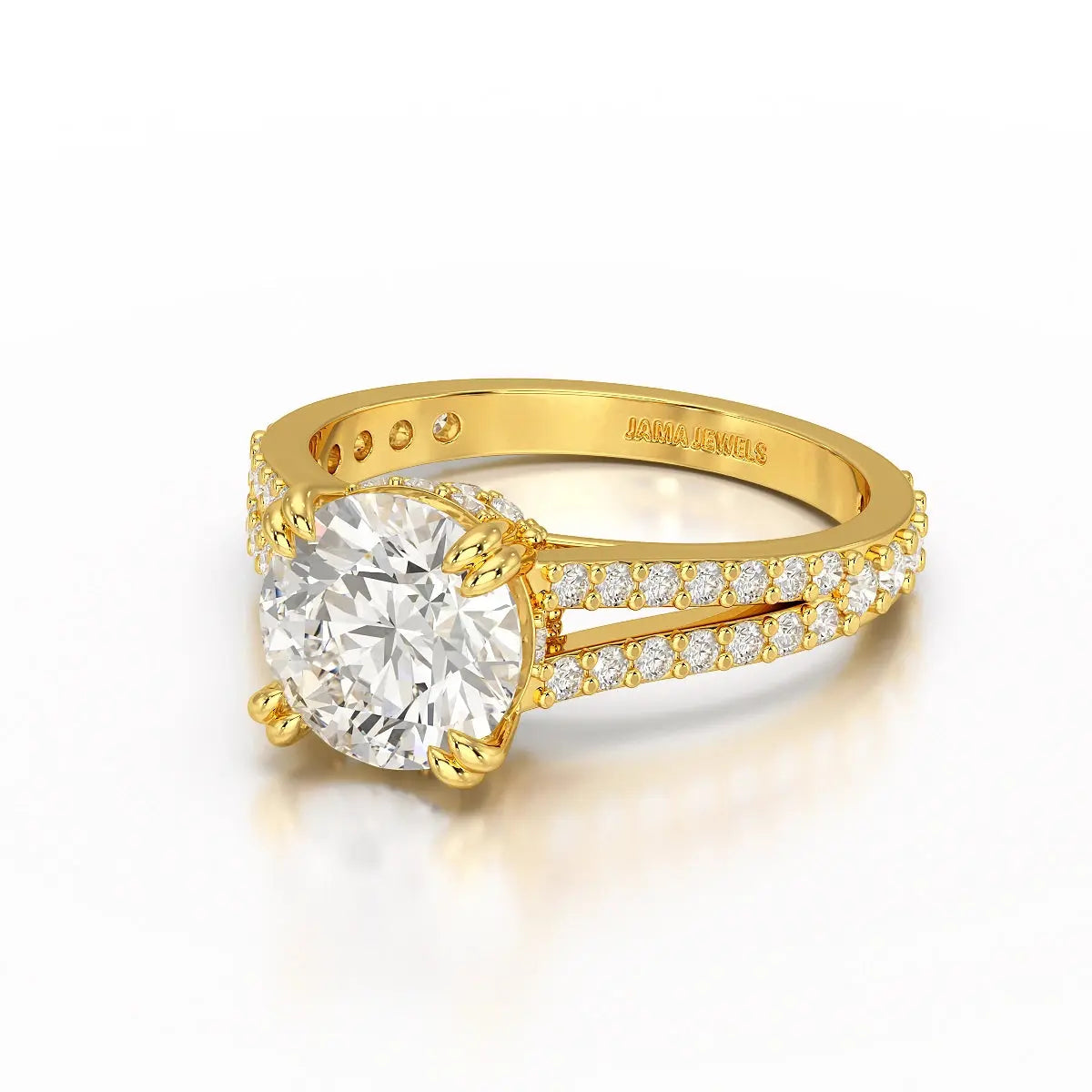 2.65 CT Round Cut Hidden Halo Lab Diamond Ring Jama Jewels