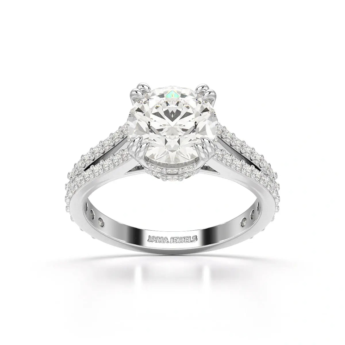 2.65 CT Round Cut Hidden Halo Lab Diamond Ring Jama Jewels