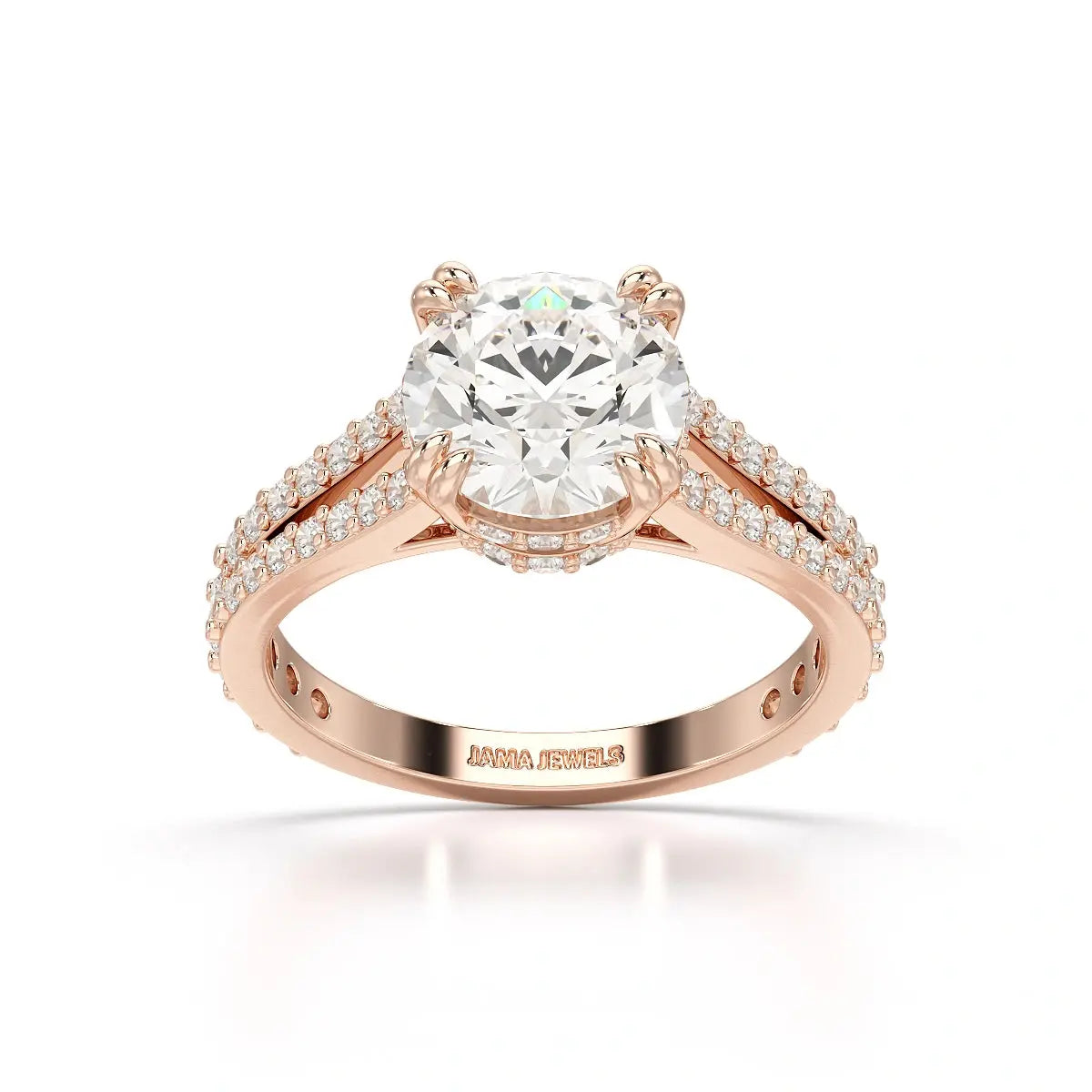 2.65 CT Round Cut Hidden Halo Lab Diamond Ring Jama Jewels