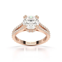 2.65 CT Round Cut Hidden Halo Lab Diamond Ring Jama Jewels