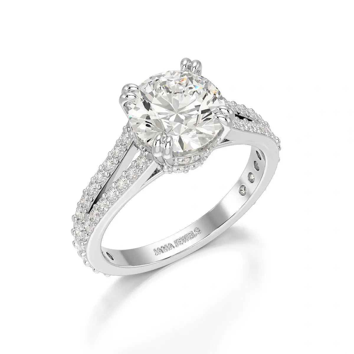 2.65 CT Round Cut Hidden Halo Lab Diamond Ring Jama Jewels