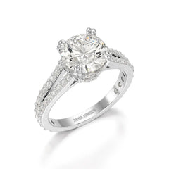 2.65 CT Round Cut Hidden Halo Lab Diamond Ring Jama Jewels