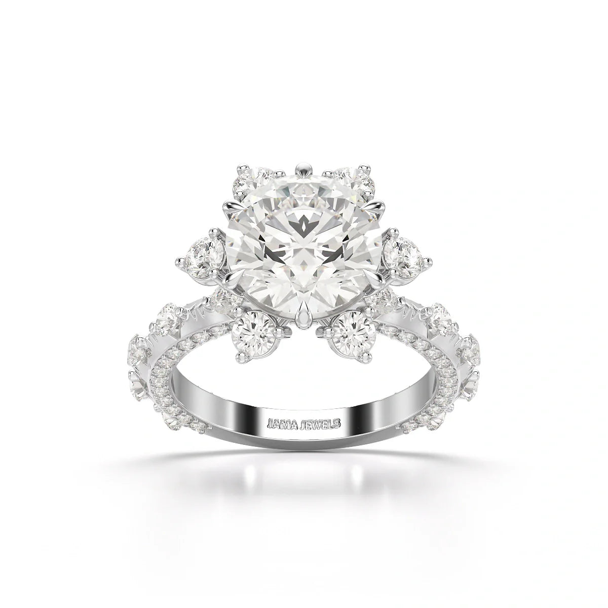 4.61 CT Round Cut Flower Halo Lab Diamond Ring