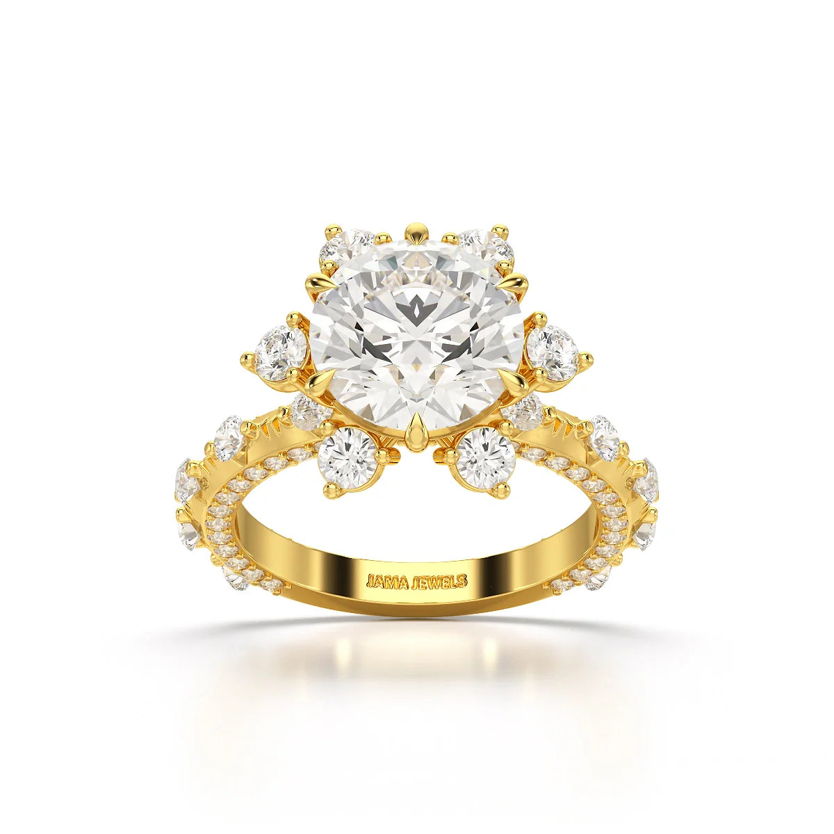 4.61 CT Round Cut Flower Halo Lab Diamond Ring