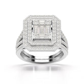 1.94 CT Baguette Cut Layered Halo Lab Diamond Ring