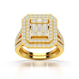 1.94 CT Baguette Cut Layered Halo Lab Diamond Ring