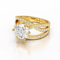 3.23 CT Round Cut Layered Lab Diamond Ring Jama Jewels