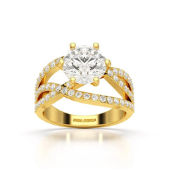 3.23 CT Round Cut Layered Lab Diamond Ring Jama Jewels