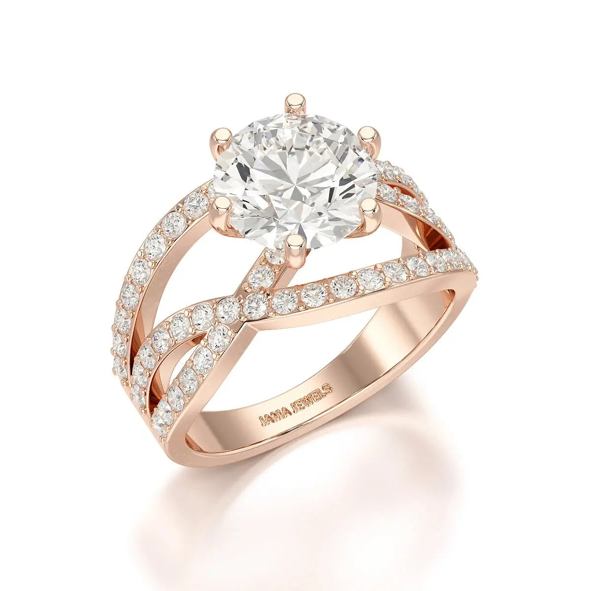3.23 CT Round Cut Layered Lab Diamond Ring Jama Jewels