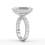12 CT Emerald Cut Hidden Halo Lab Diamond Ring
