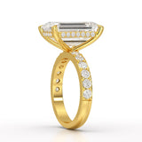 12 CT Emerald Cut Hidden Halo Lab Diamond Ring