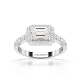 1.71 CT Emerald Cut Halo Lab Diamond Ring