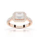 1.71 CT Emerald Cut Halo Lab Diamond Ring