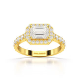 1.71 CT Emerald Cut Halo Lab Diamond Ring