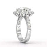 4 CT Oval Cut Halo Lab Diamond Ring