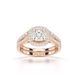 1.77 CT Cushion Cut Halo Layered Lab Diamond Ring