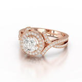 1.9 CT Round Cut Solitaire Halo Lab Diamond Ring
